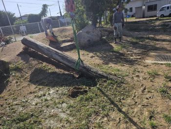 【稲美町】築山の丸太をあれします。【母里こども園】 【稲美町】築山の丸太をあれします。【母里こども園】
